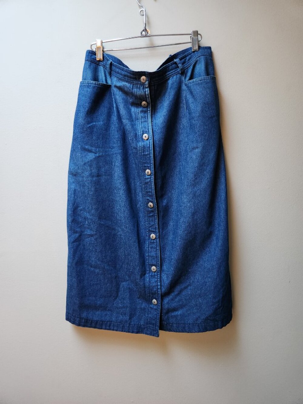 Vintage denim button front midi skirt / L/xl - Picture 7 of 8